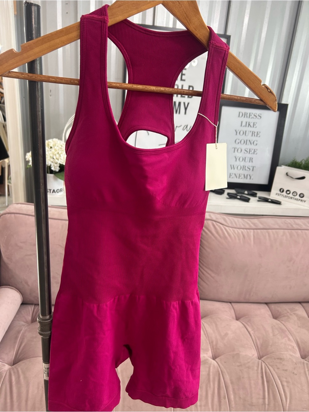 Priv -Fuschia Athletic Romper NWT Small